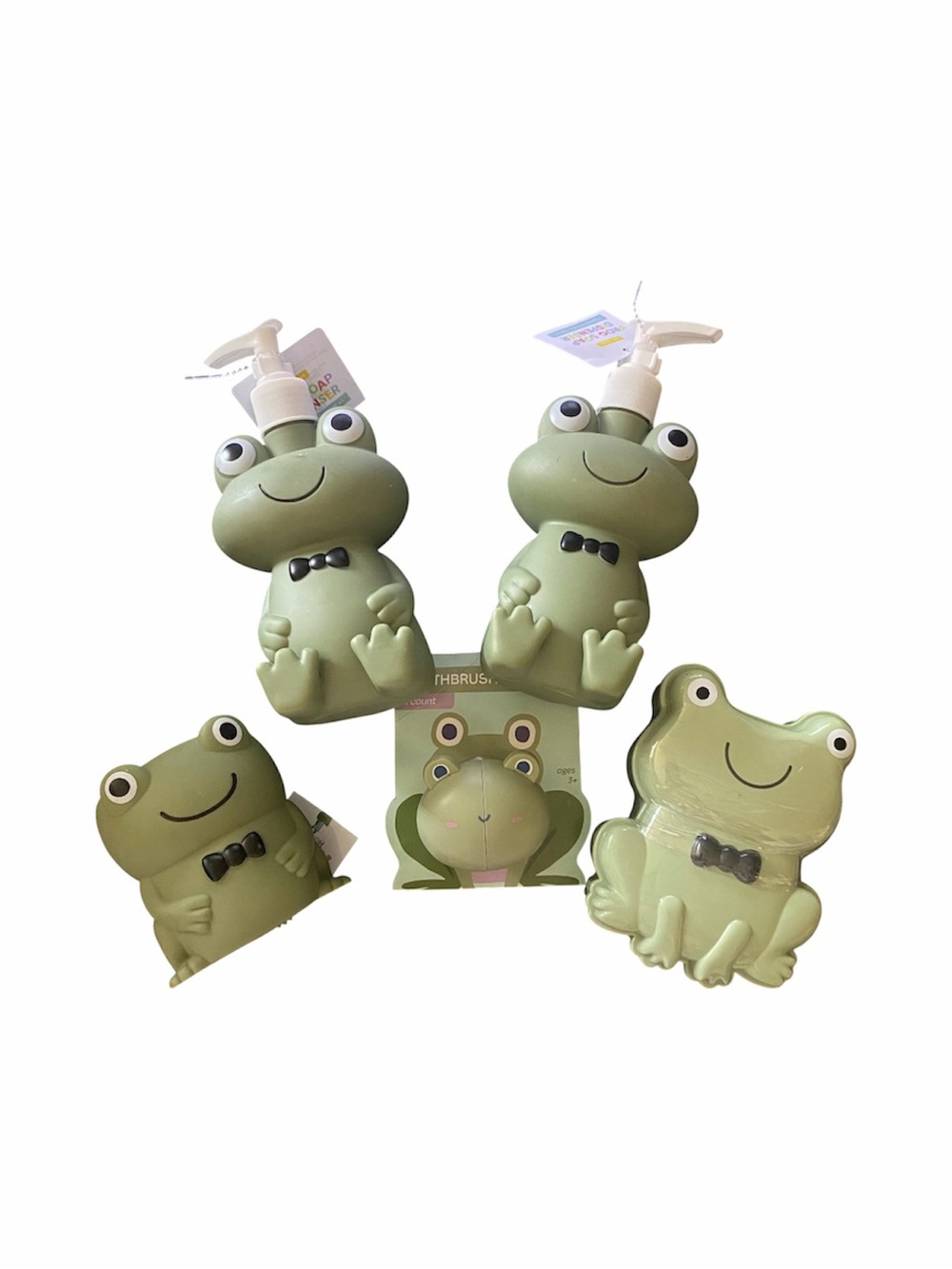 NWT-TARGET-Cute Frog Bath Set - Green Frog Soap Dispenser & Accessories